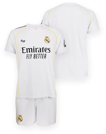 Real Madrid Equipación de Local 25/26 para niños - Talla 152/12 años - Temporada 2025/2026 - Equipación de Local Kids - Producto Oficial para Fans
