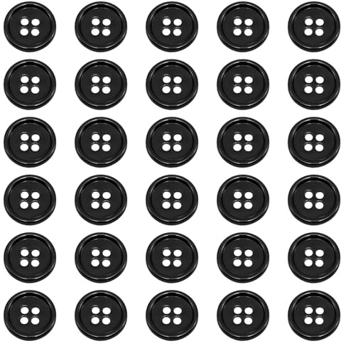 Mormchlots 30Pcs Metal Sewing Buttons, 15mm 4-Hole Button, 3/5 Black Four-Eye Button for Suit, Crafts, Decorative Handmaking, Coats Sewing, DIY, Clothes