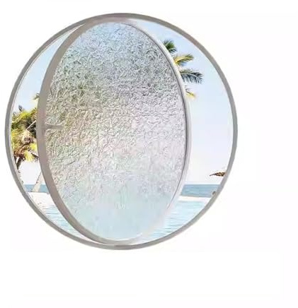 LYMGRZ Ventanas de ventilación Redondas, corredizas y giratorias de 360°, de Repuesto, de Guillotina metálica, para baño, Cocina, con Montaje Empotrado, de Vidrio Templado, con manijas (40 cm)