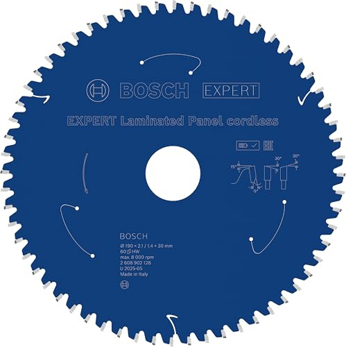 Bosch 1x Expert Laminated Panel Cordless Circ Saw | for Plastic coated boards, Ø 190 mm, Professional Accessory Hand-Held Cordless Circular Saws