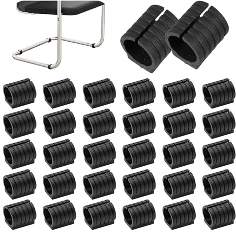 32 Pz Coprigambe per Sedia Plastica Forma di U per Tubi Mobili Cuscinetti del Tubo per Sedie e Morsetti Morbidi Antiscivolo per Proteggere Mobili Per Sedia Cantilever Silencer (Nero,16mm)