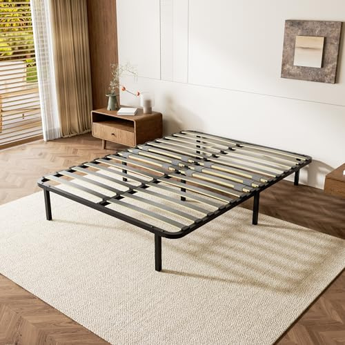 TEENO Somier de una plaza y media de 140 x 190 cm - Altura 35 cm - Soporte central ajustable - Somier de láminas cama de matrimonio para adultos - 2 x 14 lamas - 7 patas incluidas - Cama de 140 x 190