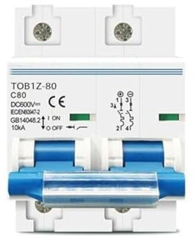 URPIZY DC-LS-Schalter für Solar-PV-Anlagen 2P 600 V 80 A / 100 A / 125 A Gleichstrom-Leitungsschutzschalter für Überspannungs- und Kurzschlussschutz kompatibel mit PV- und Batteriesystemen