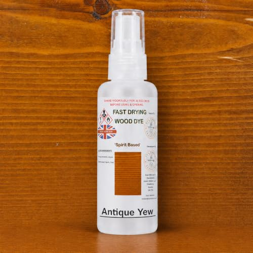 Antique Yew Spirit Based Wood Dye (1 LTR) – Quick Drying Professional Grade Wood Stain for Interior Furniture & DIY/Exterior Use