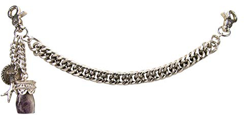 Alpenflüstern Trachten-Charivari Moritz - Hochwertiger Herren-Trachtenschmuck mit Trophäen-Anhängern für die Lederhose, echtes Hirschhorn, (antik-silber-farben) HCH036