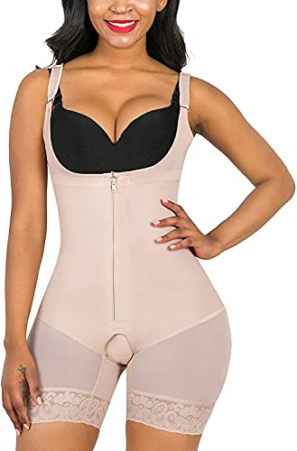 SHAPERX Fajas Reductoras Mujer Shapewear Control de Abdomen Bodysuit Body Reductor Colombianas Body Shaper Posparto, UK-SZ7199-Beige-3XL
