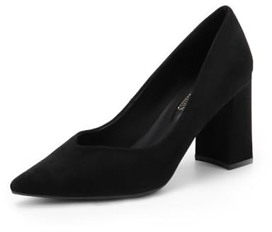 DREAM PAIRS Women’s Court Shoes High Chunky Closed Toe Block Heels Pointed Toe Wedding Party Elegant Slip On Pumps Shoes SDPU2229W,Size