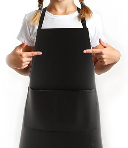 LEFUNDA® Matlagningsförkläde, Vattentätt förkläde med 3 fickor, Justerbart grillförkläde med långa remmar, Köksförkläde för män, kvinnor, kök, restaurang, café