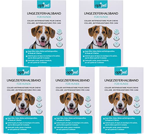 OptiPet 5X Ungeziefer Flohhalsband für Hunde, 4 Monate Schutz, für Hunde ab 12 Wochen gegen Flöhe, Zecken, Mücken, Milben