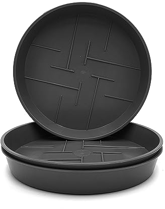 Plastard 3er-Set Blumentopf-Untersetzer Rund aus Plastik 45 cm Durchmesser, Untertopf für Innen- und Außenbereiche, aus witterungsbeständigen Material, Farbe Anthrazit