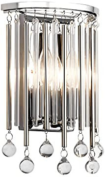 meineWunschleuchte Elegante LED Wandleuchte 2-flammig mit filigranem Kristallglas Chrom, Höhe 31cm