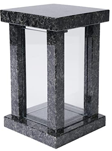 KOKA Lámpara de tumba de granito azul noche cementerio lámpara de tumba joyería hecha a mano de vidrio