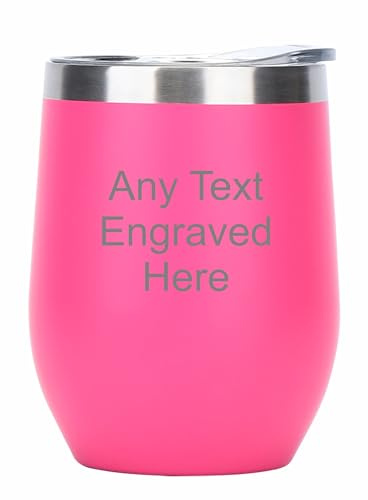 [Custom] Personalised Engraved Neon Matt Pink 12oz Insulated Travel Cup Hot Cold Coffee Tea Ideal for Birthday Mothers Day Christmas Wedding/Anniversary/Birthday/Retirement