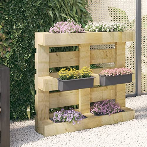 Tidyard Boîtes à Fleurs pour Palettes Euro Pots à Fleurs Jardinières de Patio12 pcs Gris 36x13,5x9,5cm