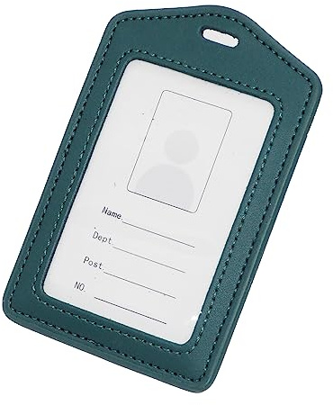 BAWAKO Ausweishüllen echt Leder, ID Kartenhalter, Ausweishalter aus robustem Leder, ID Badge Holder Horizontal Vertikal (Grün)