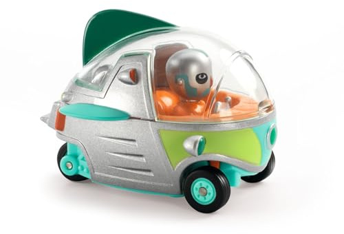 DJECO Crazy Motors Visitor X – Metall-Spielzeugauto mit Fahrerfigur, Federung & Gummireifen – Futuristisches Design für geheime Rennmissionen – Ab 3 Jahren