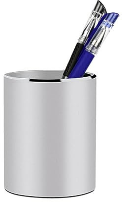 Ciieeo Aluminiumlegierung Stifthalter Runder Bleistiftbehälter Stiftetopf Bleistift-organizer Für Schreibtisch Zuhause Büro Schule Silber