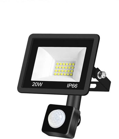 CTWUYOU Faretto led Esterno con Sensore di Movimento 20W，IP66 Proiettori Faretto Led Impermeabile 3000K Bianco Caldo Illuminazione di Sicurezza per Giardino, Patio, Garage, Ingresso