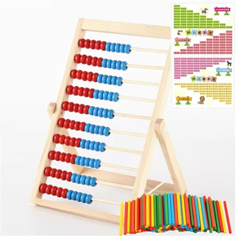 GNAUMORE Rechenschieber Rechenrahmen Kinder,Grundschule Mathe Spielzeug,Zählrahmen Grundschule Mathe,Rechenschieber Rechenrahmen,Abakus Rechenschieber aus Holz,Abakus Rechenschieber Mathematik,1PC