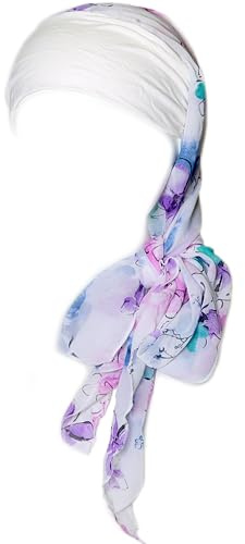 Gragengs Kopfbedeckung für Damen Schlaf Beanie Kopftuch für kahle Wickel Krebs Hüte Turban,Tie-dye Blume T06