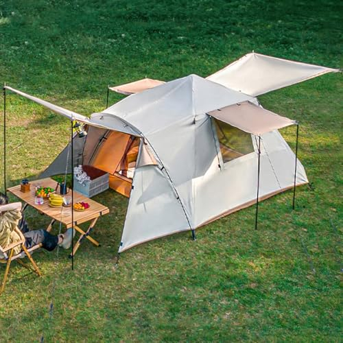GIZNXBA 4-6 Personen Strandmuschel Pop Up Wetterfestes Strandzelt Pop Up Strandzelte Sonnenschutz Pop-Up Mit Netzfenstern, Familienzelt Für Outdoor-Camping, Wandern, Picknick