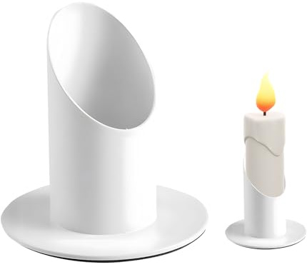 Weißer Metall-Kerzenhalter, Kommunion-Kerzenhalter, Tauf-Kerzenhalter, 4cm Metall-Kerzenhalter, Kleiner Metall-Kerzenhalter für Stabkerzen, Taufkerzen, Hochzeitskerzen, Tauf-Kerzenhalter