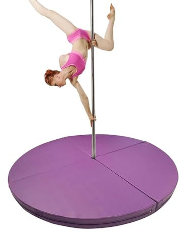 Pole Dance Matte Dicke Tanzstangen-Schutzmatten - 120/140/150/160/180/200 Cm Pole-Dance-Matte für Das Fitnessstudio Zu Hause, Faltbare Lyra-Hoop-Schutzmatte/ Yogamatte für Erwachsene(Color:Purple,Size