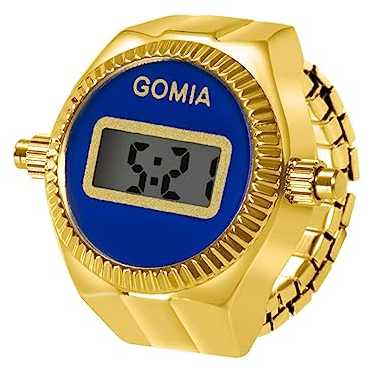 OIDEA Ringklocka klockring för män kvinnor: digital fingerklocka guld silver elastiskt fingerband med digital legering ring klocka klocka ring gåva till vän familj, Guld-blå, Sporter