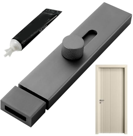 Verrou de Porte Coulissante en Alliage d'Aluminium - Autocollant et Robuste pour Portes Intérieures, Maison, Hôtel