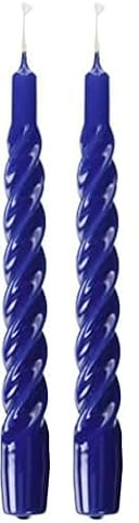 Cereria di Giorgio Risthò Candele Tortiglione Laccate, Cera di paraffina, Blu, 2.2 cm, 3 unità (Confezione da 2)