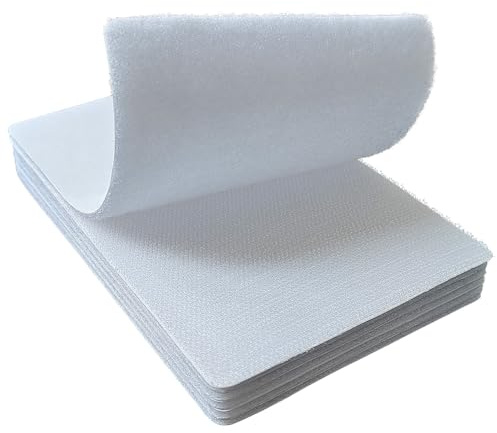 ZESION 4x6 inch Hook and Loop Strips with Adhesive, Nylon Heavy Duty Hook and Loop Tape, Excellent Grip, Interlocking Tape,for Sewing, Crafting,DIY,Wall Adhesive Strips - 6 Sets White