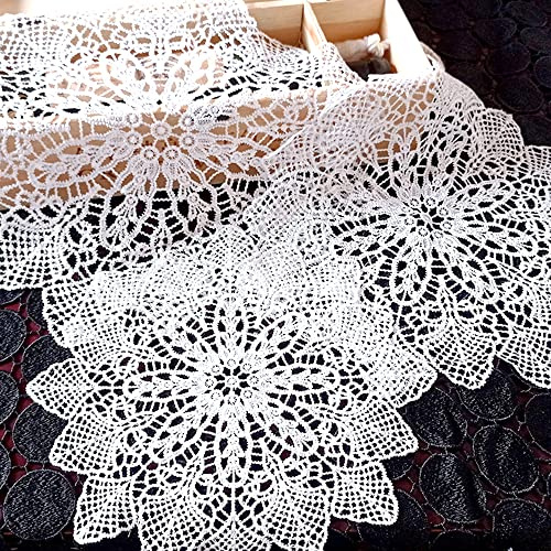 Anevous 2 Stück Runde Bestickte Tischset, Dekorative Tischmatte, Spitzendeckchen Placemat Spitze Tischmatte, Spitzendeckchen Tischdecke für Hochzeiten Geburtstagsfeier Vasen, Tischdecken,Weiß D 20cm