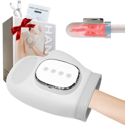 Wireless Handmassagegerät mit Wärme, Elektrisches Handmassagegerät, Finger-Massagegerät mit 3 Luftkompression-Modi und 5 Stufen der Einstellbaren Stärke, Geschenke für Frauen und Männer