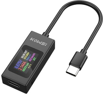 HUAZIZ 1Pcs USB C Tester Typ-C Messgerät Multimeter Voltmeter Strommesser 0-6.5A 4-30V, Usb C Strommessgerät, Typ C USB Ladegerät mit Farbe LCD Display, Anzeige Leistung Strom Spannung Temperatur