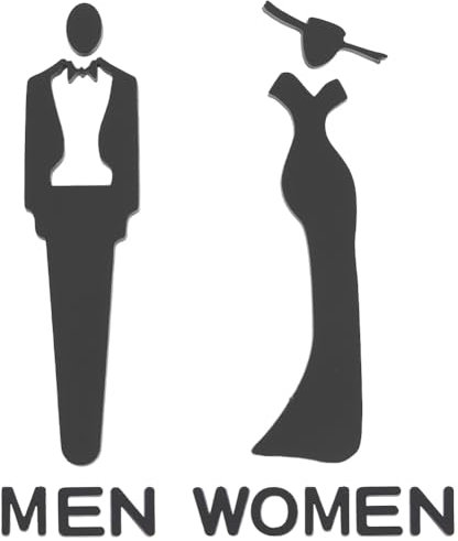 GORGECRAFT Restroom Identification Signs Men Women Brushed Bathroom Sign Black Acrylic Bathroom Sign Stickers Door Signage Decor Self Adhesive Washroom Sign for Business Restaurant Parking Wc Sign
