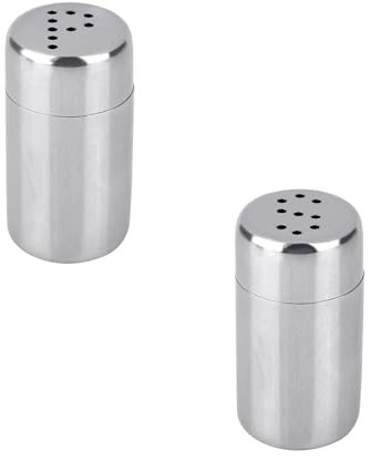 2 Pcs Mini Salt and Pepper Sets,410 Stainless Steel Salt Shaker Small,Portable Mini Spice Jars,Simple Travel Salt and Pepper Sets, S and P Shaped Hole,for Home Kitchen Camping Restaurant