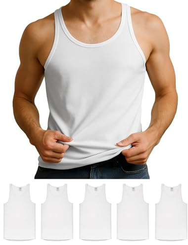ALPIDEX 5 Pack Herrundertröja Herrlinne Underkläder Linne Undertröja Herr, Storlek:M, Färg:White