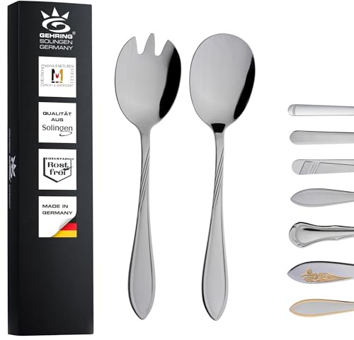 Gehring Solingen Focus Salatbesteck 2-teilig I Edelstahlbesteck I Salatlöffel I Salatgabel I Servierbesteck I Edelstahlbesteck I spülmaschinengeeignet I Made in Germany