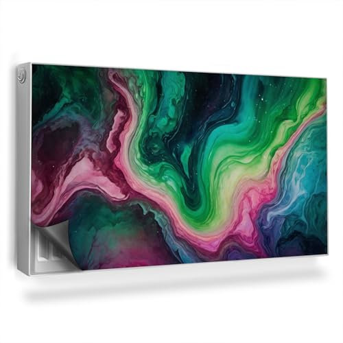 Couverture Magnétique 110x60 cm Tapis Design pour Radiateurs Anti-poussière Protège et Décore Facile à Installer Cache Radiateur - Peintures Mixtes, Contraste Vert Rose Bleu