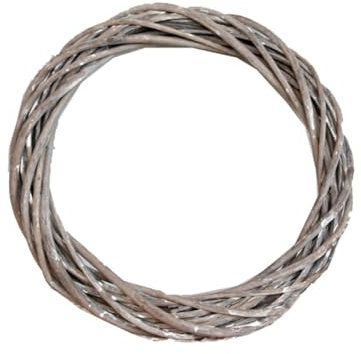Yurosiay Weidenkranz Holzkranz Künstliche Rebenkranz Weihnachtsgirlande Natürlicher Kranzrahmen Strohkranz Frühling Weidengirlande Türkranz Weihnachten Rattan Ring für DIY Heimdekor Grau 30CM