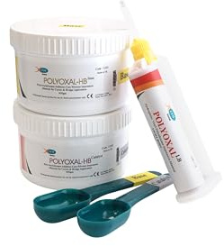 Polyoxal HB 2 x 400g & LB 50ml Paste (Dental Silicone Impression Material Kit, Addition Cure, Base and Catalyst Set with Measuring Spoons)