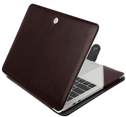 MOSISO Case Compatible with MacBook Air 13.6 inch M4 M3 M2 2025-2022 /Air 13 M1 2022-2018 /Pro 13 inch M2 M1 2025-2016, PU Leather Portfolio Protective Stand Cover, Chestnut Brown