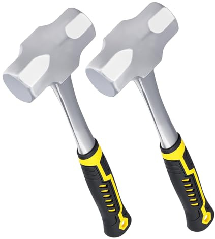 JIAYUET 2 PCS 3lb Club Hammer with Fibreglass Handle, Sledgehammers Lump Hammer for Gardening and Camping