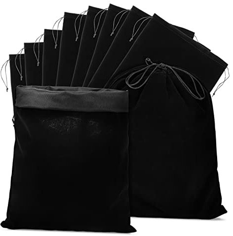 POPETPOP 10pièces Lot De Pochettes Noires Sacs à Cordon Capacité Spacieuse Rangement Sécurisé Pour Fête Et Cadeau
