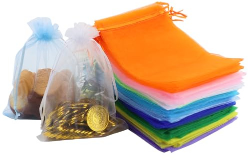 100 Stück Organzasäckchen, Kleine Mehrfarbig Säckchen zum Befüllen Organza Säckchen Geschenksäckchen Weihnachten Organzabeutel Geschenkbeutel für Geburtstag Hochzeit Festival (13 x 18 cm)