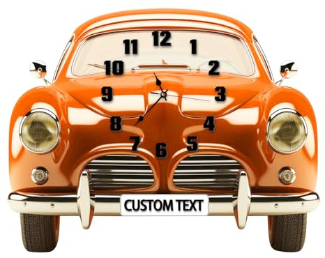 Collienght Orologi da auto personalizzati con nome Orologio da parete personalizzato per la decorazione domestica Festa del papà Regali di compleanno Natale Auto Orologio creativo Regalo