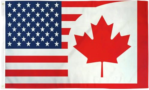Drapeau d'amitié USA et Canada 15,7 x 91,4 cm 100 % polyester avec œillets FlagSuperstore