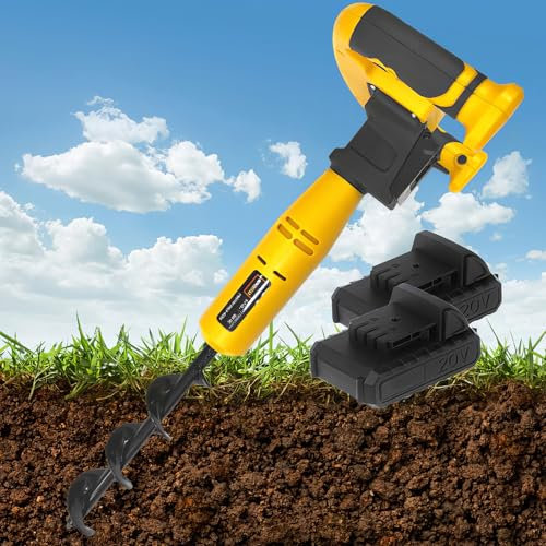 Taladro eléctrico para jardinería, broca en espiral para excavar y plantar rápidamente, incluye pilas