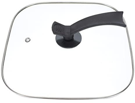 Homoyoyo Couvercle Carré en Verre Trempé Multifonction Visible 30cm pour Poêle Électrique Trou de Décompression la Cuisine Maison