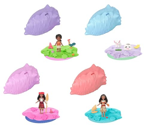 Mattel Disney Oceania - Conchiglia Oceanica a Sorpresa, mini bambola o animaletto a sorpresa con conchiglia, sabbia modellabile e 3 accessori ispirati al film inclusi, 3+ anni, JJV43